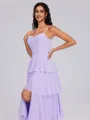 A-line Spaghetti Straps Cascading Ruffles Floor-Length Chiffon Bridesmaid Dress