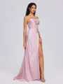 Sheath Cowl Pleated Floor-Length Silk Like Satin Bridesmaid Dress