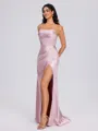 Sheath Cowl Pleated Floor-Length Silk Like Satin Bridesmaid Dress
