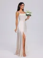 A-line Straps Floor-Length Silk Like Satin Bridesmaid Dress