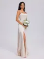A-line Straps Floor-Length Silk Like Satin Bridesmaid Dress