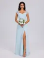 A-line Square Ruffles Floor-Length Chiffon Bridesmaid Dress