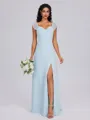 A-line Square Ruffles Floor-Length Chiffon Bridesmaid Dress
