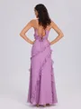 Sheath V-neck Ruffles Floor-Length Chiffon Bridesmaid Dress