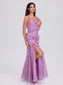 Sheath V-neck Ruffles Floor-Length Chiffon Bridesmaid Dress
