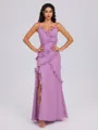Sheath V-neck Ruffles Floor-Length Chiffon Bridesmaid Dress