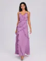 Sheath V-neck Ruffles Floor-Length Chiffon Bridesmaid Dress