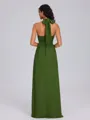 A-line Halter Ruffles Floor-Length Chiffon Bridesmaid Dress