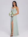 A-line V-neck Pleated Floor-Length Chiffon Bridesmaid Dress