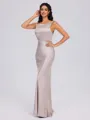 Sheath Scoop Floor-Length Silk Like Satin Bridesmaid Dress