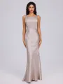Sheath Scoop Floor-Length Silk Like Satin Bridesmaid Dress