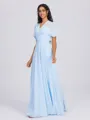 A-line Pleated Floor-Length Chiffon Convertible Bridesmaid Dress