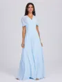 A-line Pleated Floor-Length Chiffon Convertible Bridesmaid Dress