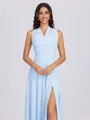 A-line Pleated Floor-Length Chiffon Convertible Bridesmaid Dress