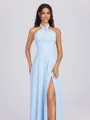 A-line Pleated Floor-Length Chiffon Convertible Bridesmaid Dress