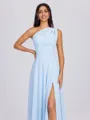 A-line Pleated Floor-Length Chiffon Convertible Bridesmaid Dress