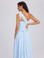 A-line Pleated Floor-Length Chiffon Convertible Bridesmaid Dress