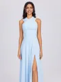 A-line Pleated Floor-Length Chiffon Convertible Bridesmaid Dress