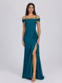Sheath Cold Shoulder Pleated Floor-Length Chiffon Bridesmaid Dress