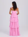 A-line Straps Cascading Ruffles Floor-Length Chiffon Bridesmaid Dress