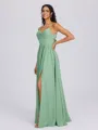 A-line V-neck Pleated Floor-Length Chiffon Bridesmaid Dress
