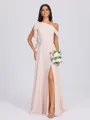 A-line Bow Floor-Length Chiffon Bridesmaid Dress