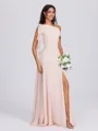 A-line Bow Floor-Length Chiffon Bridesmaid Dress