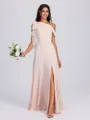 A-line Bow Floor-Length Chiffon Bridesmaid Dress