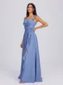 A-line Straps Ruffles Floor-Length Chiffon Bridesmaid Dress