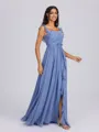 A-line Straps Ruffles Floor-Length Chiffon Bridesmaid Dress