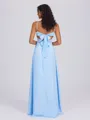 A-line V-neck Pleated Floor-Length Charmeuse Bridesmaid Dress