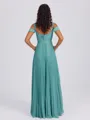 A-line Cold Shoulder Pleated Floor-Length Chiffon Bridesmaid Dress