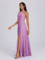 A-line Halter Floor-Length Chiffon Bridesmaid Dress