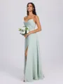A-line Spaghetti Straps Floor-Length Chiffon Bridesmaid Dress