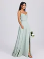A-line Spaghetti Straps Floor-Length Chiffon Bridesmaid Dress