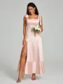 A-Line/Princess Straps Ankle-Length Sleeveless Silk like Satin Bridesmaid Dress