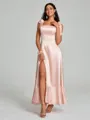 A-Line/Princess Straps Ankle-Length Sleeveless Silk like Satin Bridesmaid Dress