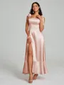 A-Line/Princess Straps Ankle-Length Sleeveless Silk like Satin Bridesmaid Dress