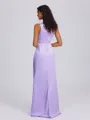 Sheath V-neck Pleated Floor-Length Silk Like Satin Bridesmaid Dress