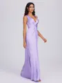 Sheath V-neck Pleated Floor-Length Silk Like Satin Bridesmaid Dress