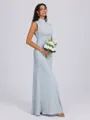 Sheath High Neck Pleated Floor-Length Bridesmaid Dress