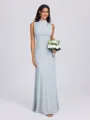 Sheath High Neck Pleated Floor-Length Bridesmaid Dress
