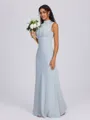 Sheath High Neck Pleated Floor-Length Bridesmaid Dress