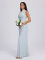 Sheath High Neck Pleated Floor-Length Bridesmaid Dress