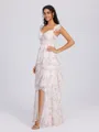 A-line Square Cascading Ruffles Floor-Length Corset Bridesmaid Dress
