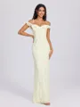 Sheath Cold Shoulder Ruffles Floor-Length Chiffon Bridesmaid Dress