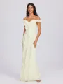 Sheath Cold Shoulder Ruffles Floor-Length Chiffon Bridesmaid Dress