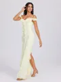 Sheath Cold Shoulder Ruffles Floor-Length Chiffon Bridesmaid Dress