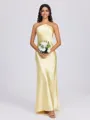Sheath Halter Floor-Length Silk Like Satin Bridesmaid Dress