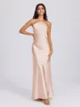 Sheath Halter Floor-Length Silk Like Satin Bridesmaid Dress